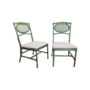 2x Vintage Stühle Rattan Grün 1960er Jahre 0
