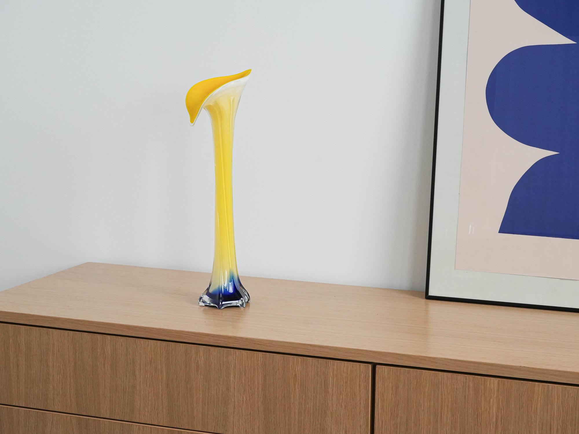 Vase Muranoglas Gelb 1970er Jahre 1