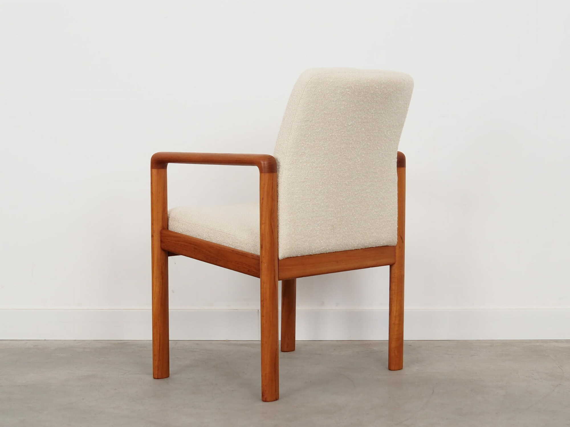 Vintage Stuhl Teakholz Textil Weiß 1970er Jahre  3