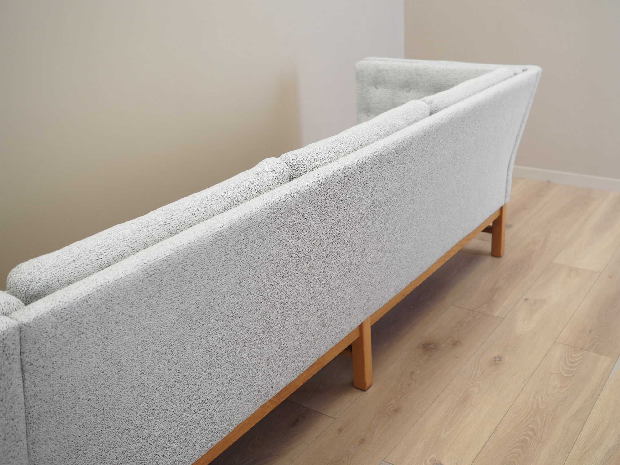 Vintage Sofa 3-seater Oak wood Textile Gray 1970s 7