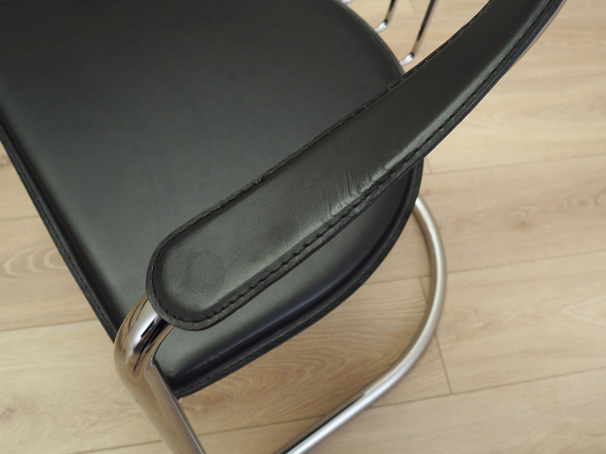 4x Dining chair leather metal 1980s 9