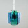 Hanging lamp glass blue 1970s 1