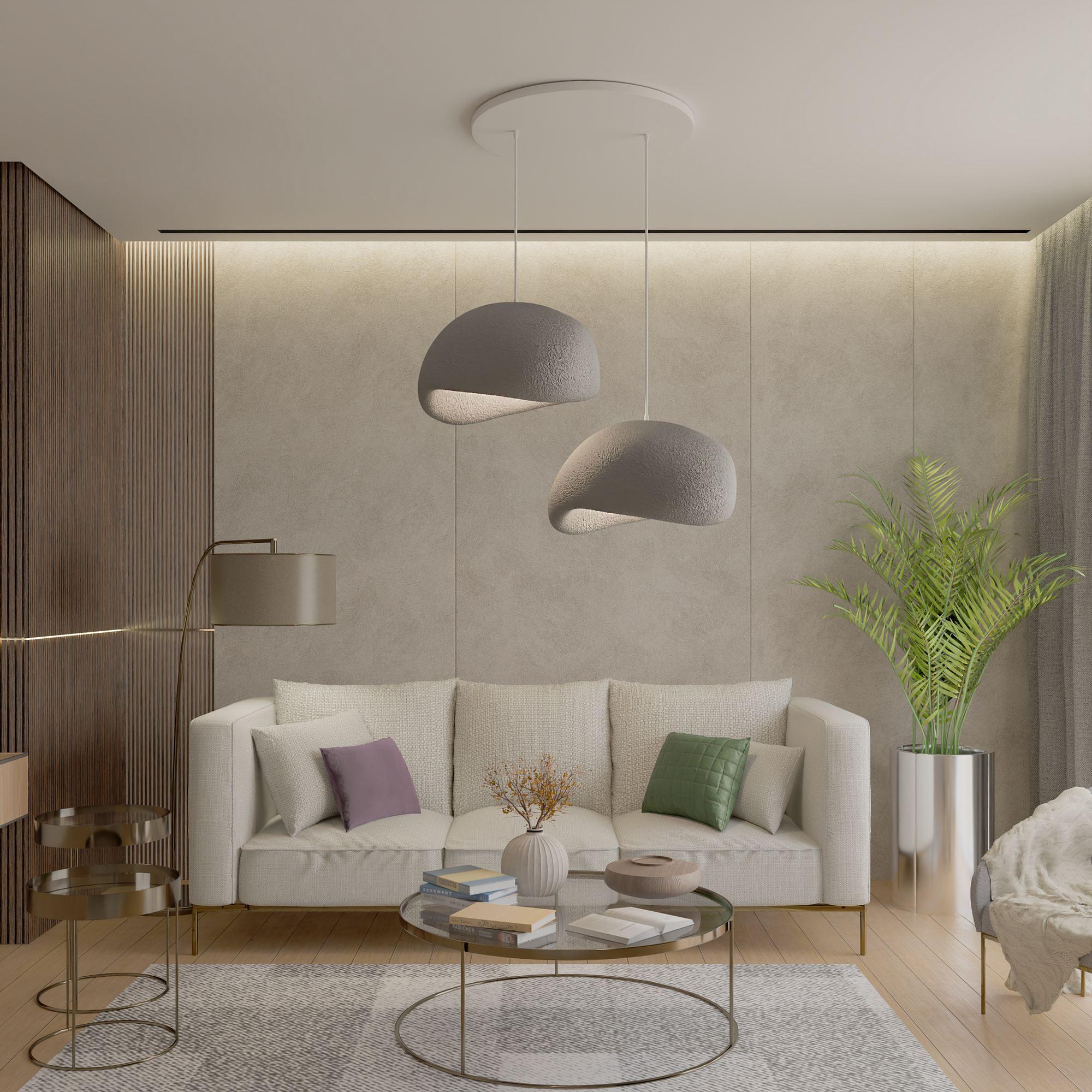 2-Flammig Wabi Sabi Grainbeams Pendelleuchte Beton Grau 4