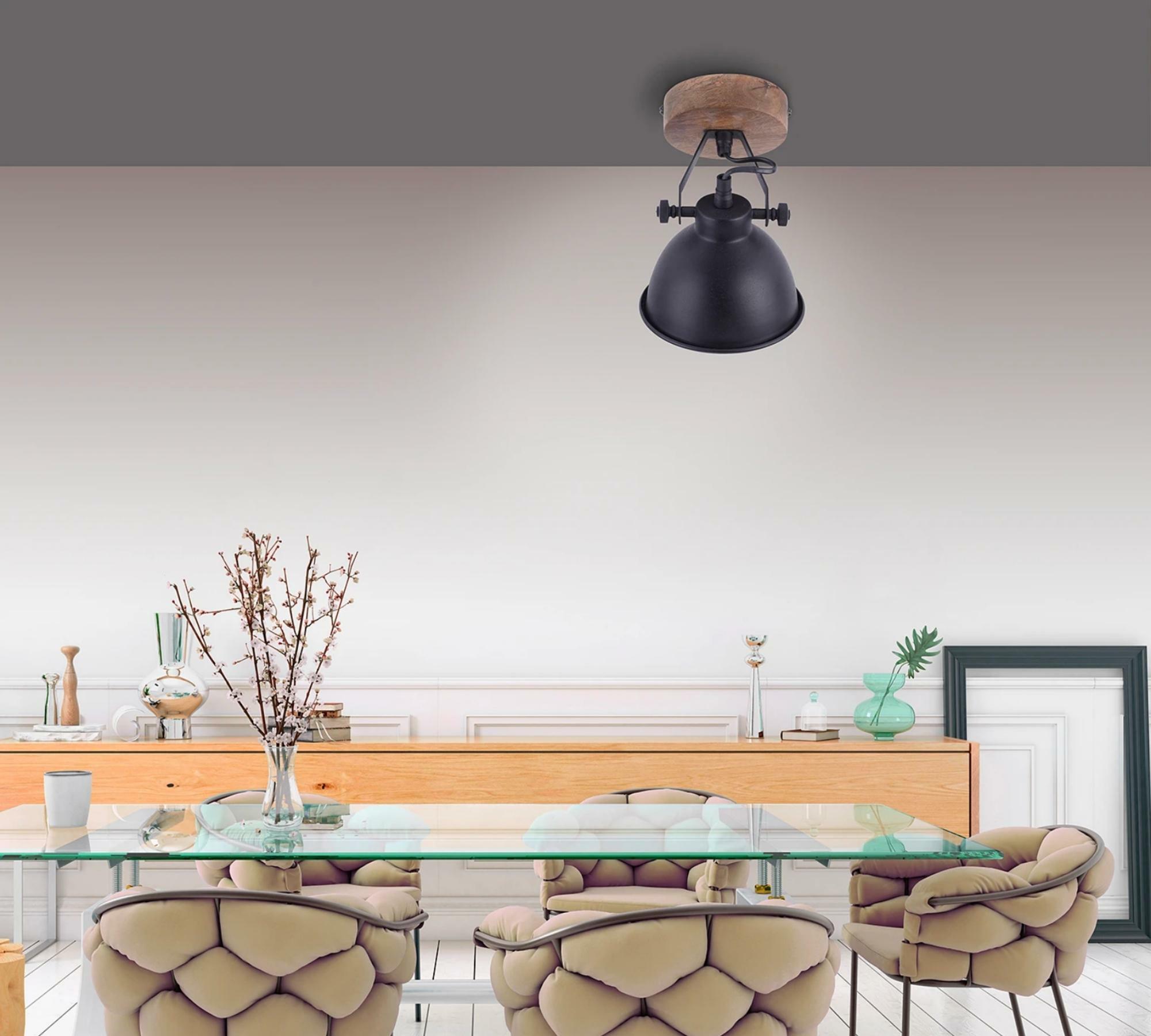 1-light wall lamp wood metal black 4