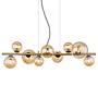 Riha LED-Pendelleuchte Farbglas Eisen Gold 1