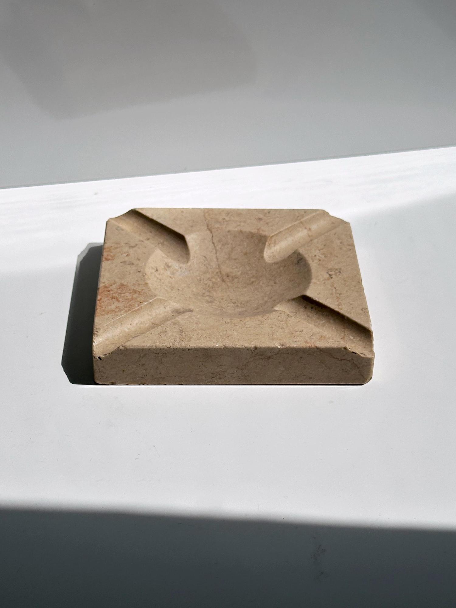 Vintage ashtray travertine beige 1970s 2