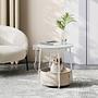Beistelltisch Ponoka mit Steckdose Weiß Beige 2