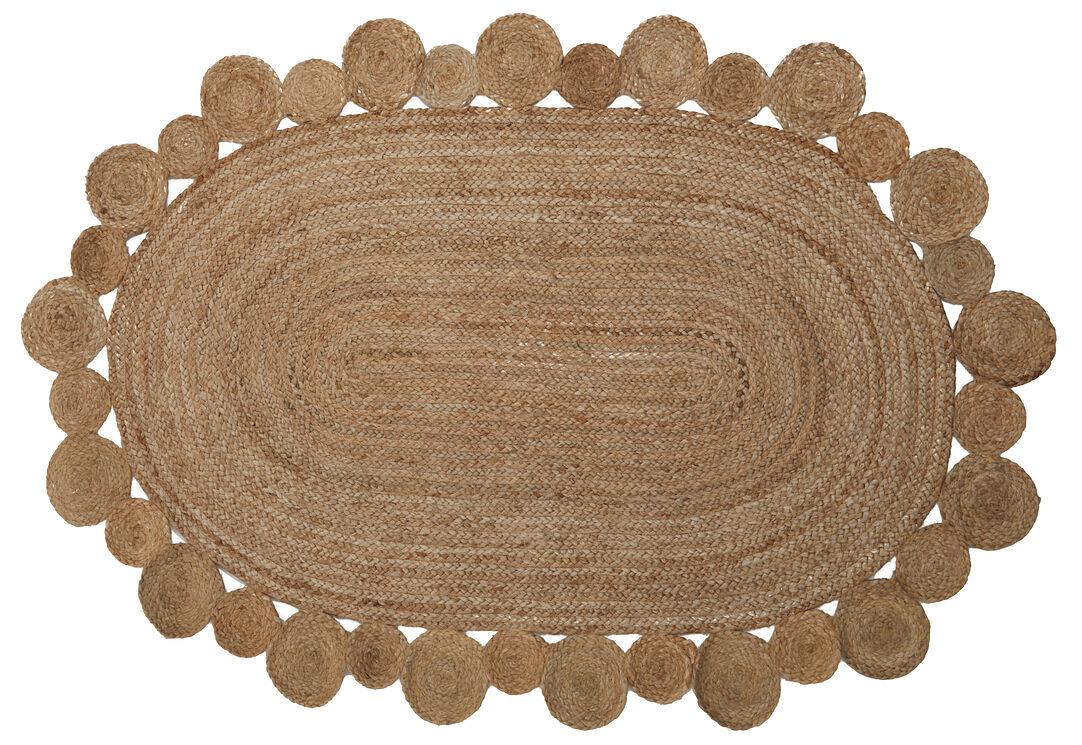 Bosie Demir Kleiner Runder Natur- und Schwarz Jute Teppich 0