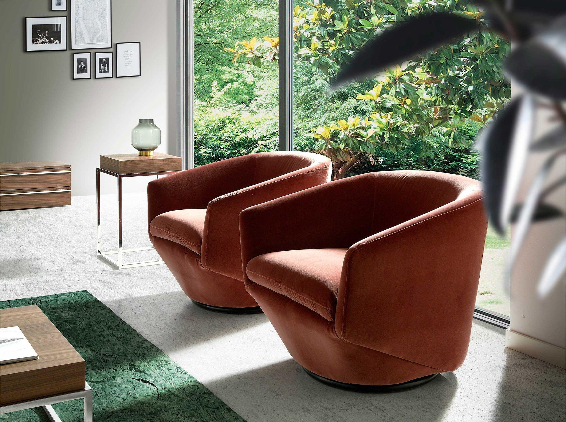 Sessel Drehbar Samt Peach 1