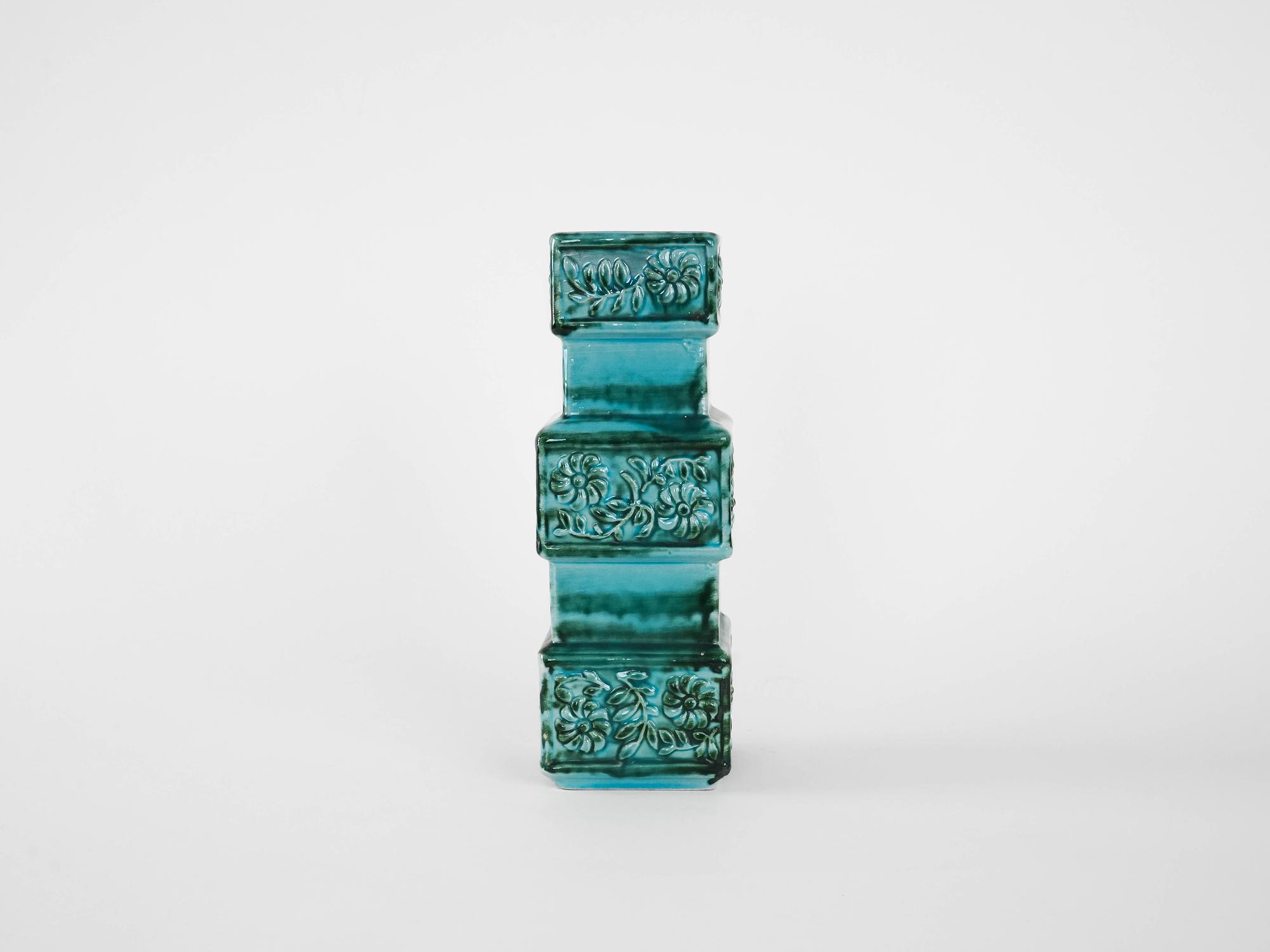 Keramikvase Türkis 1960er Jahre 2