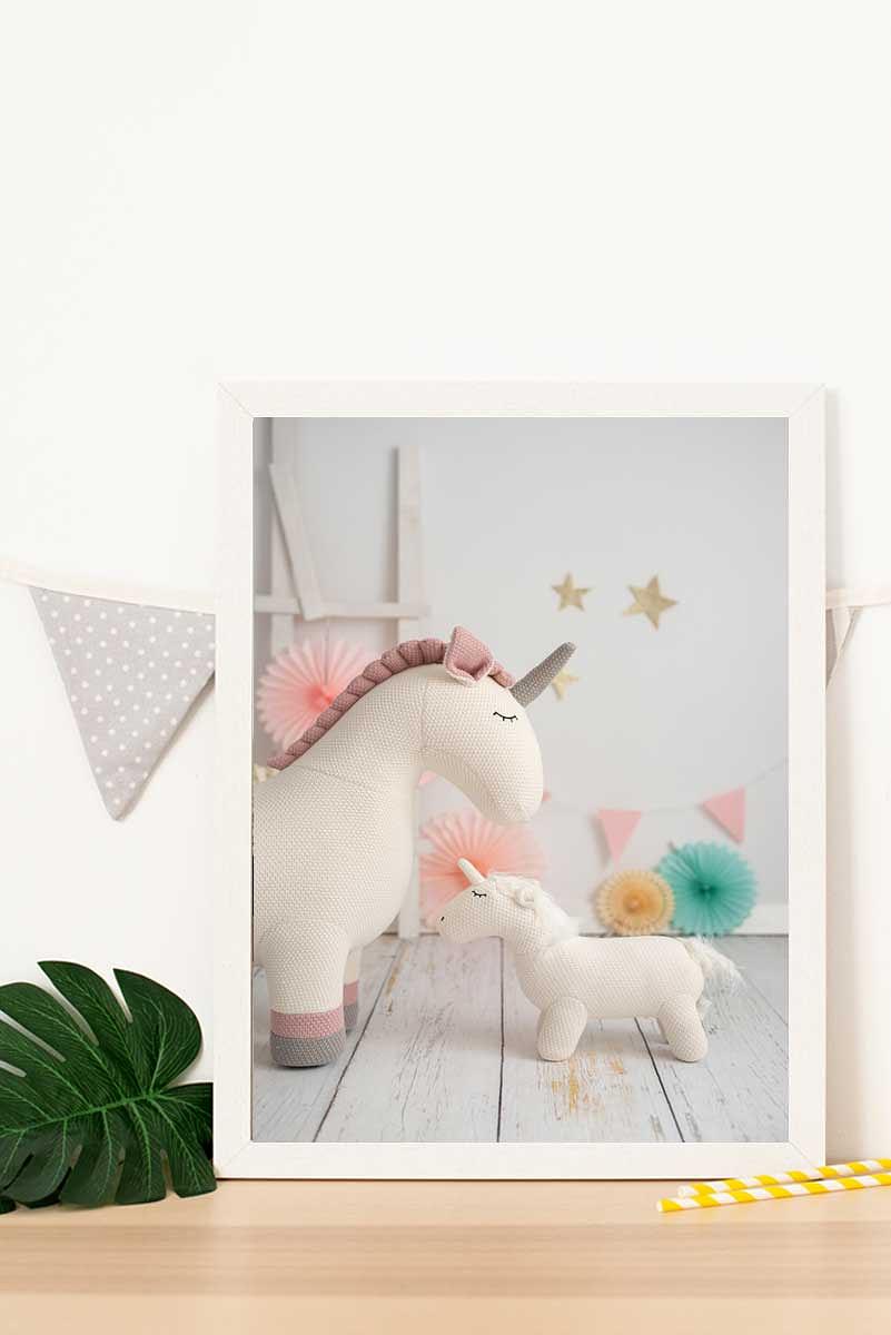 Kinderbild mit Rahmen Einhorn Mehrfarbig 1