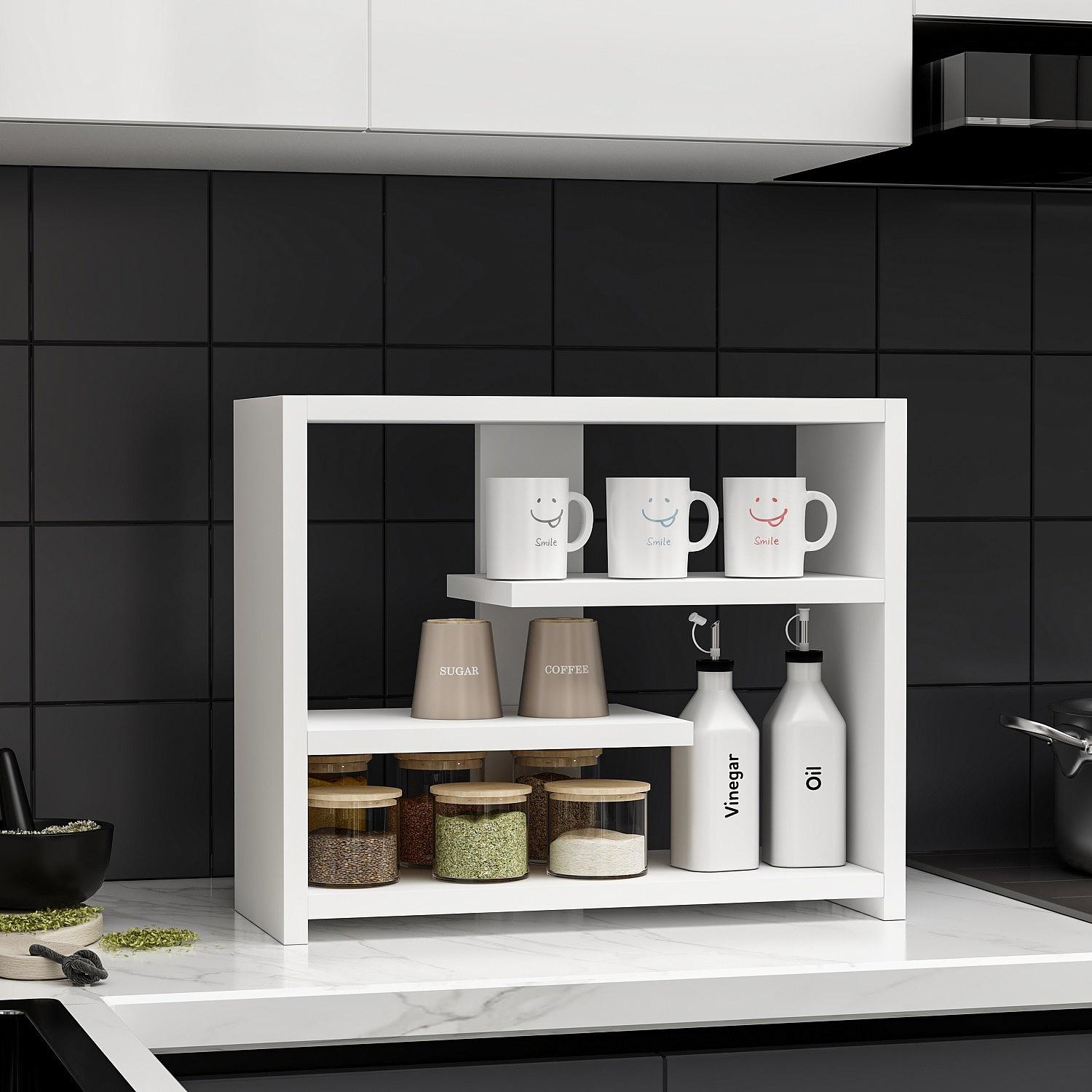 Gupse Wandregal Holzfurnier Weiß 5