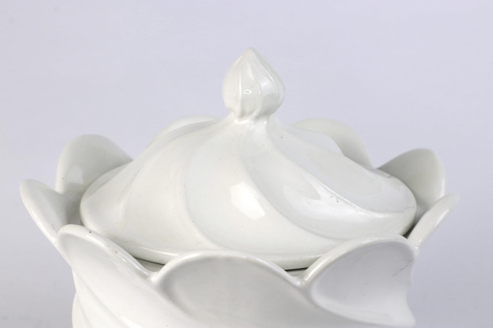 Vintage lidded jar ceramic white 1980s 1