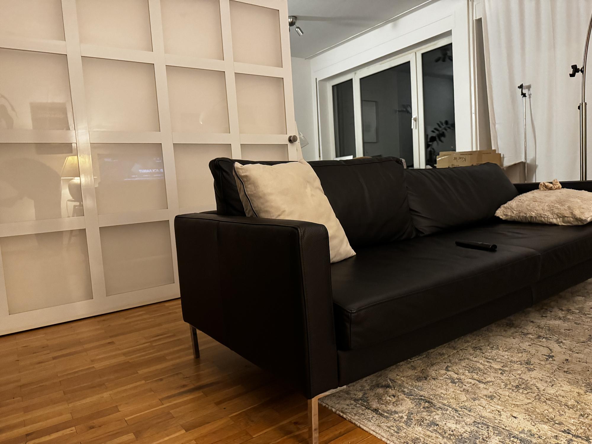 3-Sitzer Sofa Leder Schwarz 2