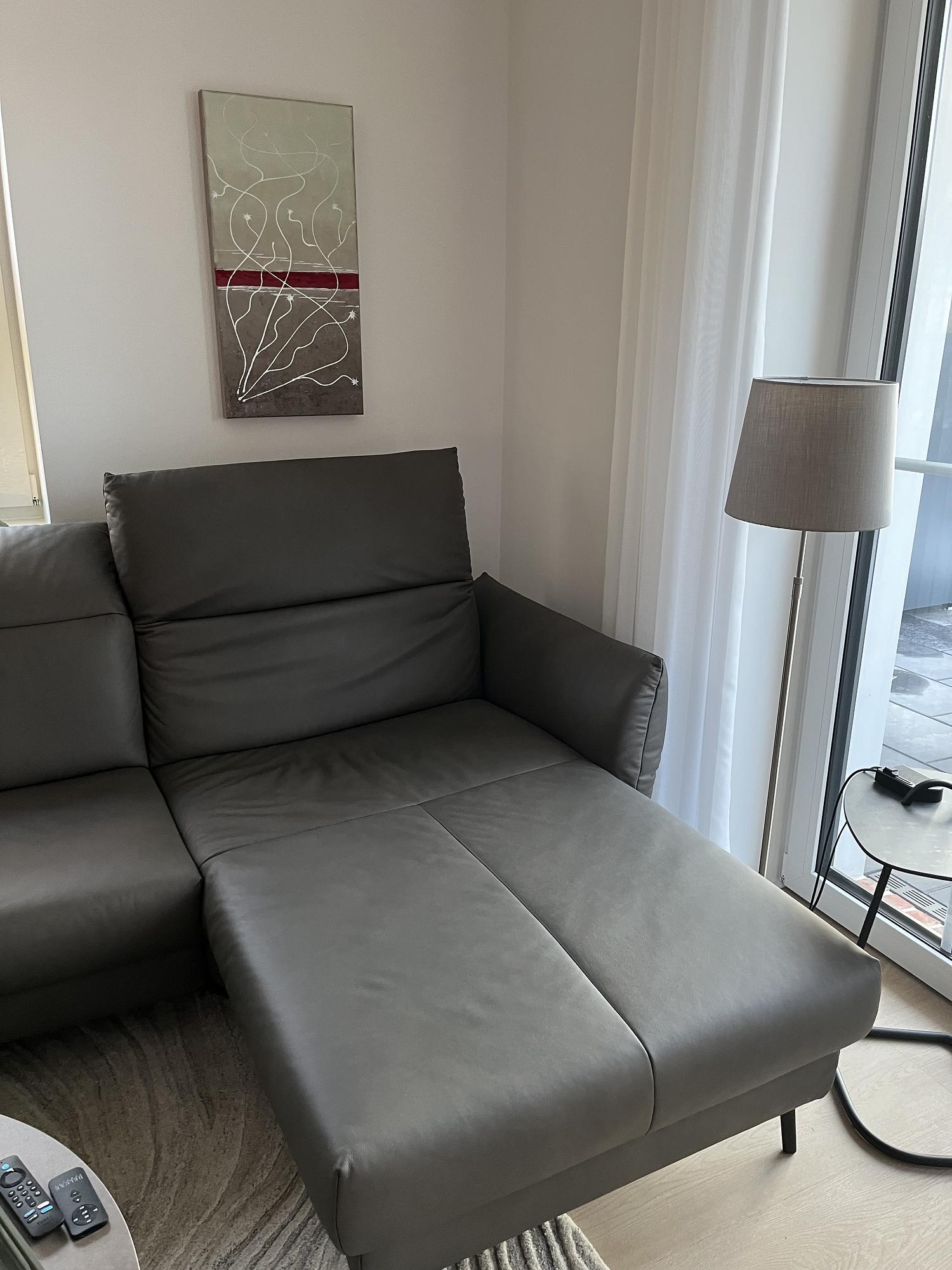 Ecksofa Leder Grau 1