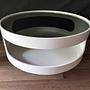 Vintage Space Age Runder Couchtisch Glas Weiß 80cm 4