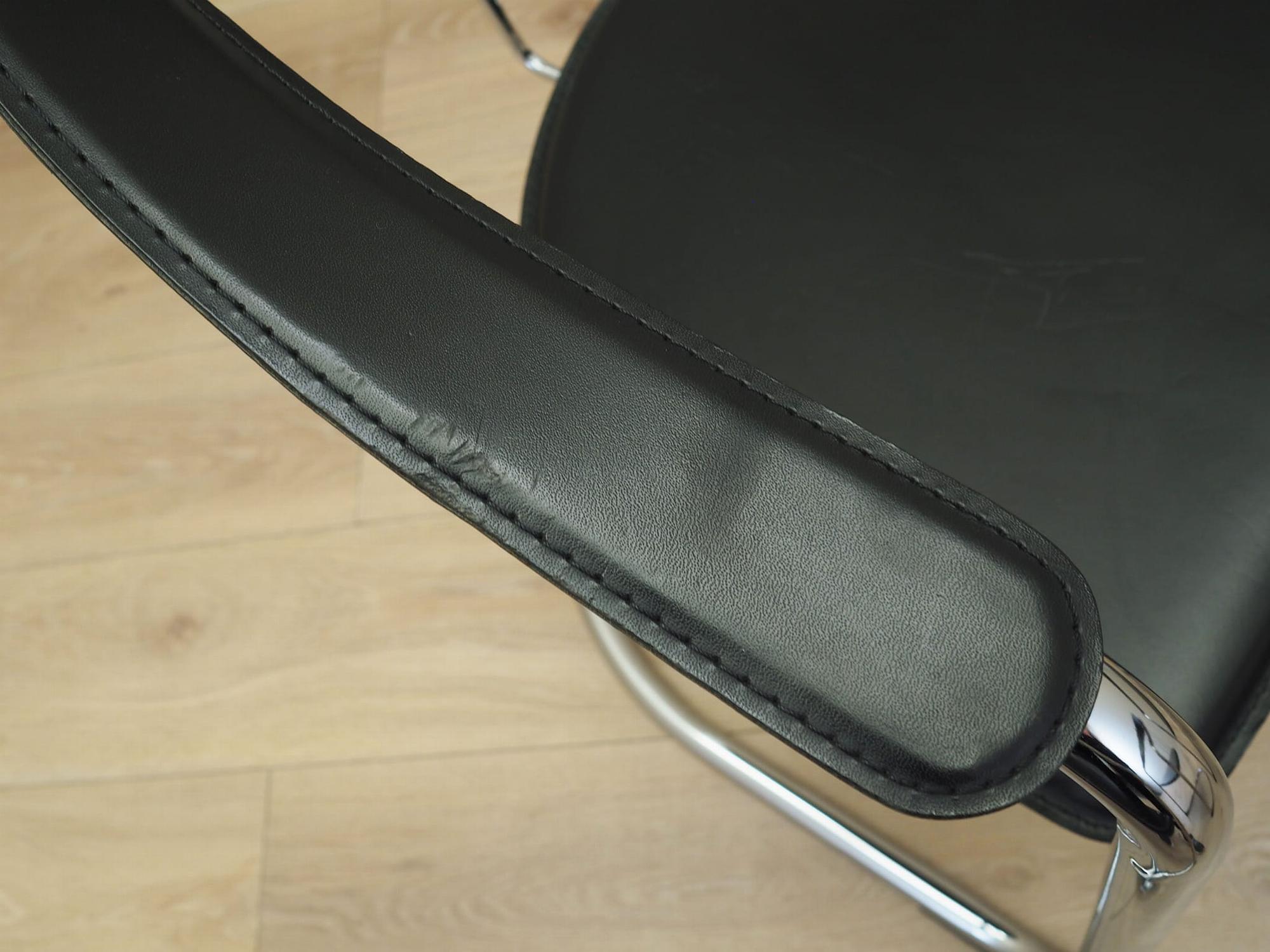 4x Dining chair leather metal 1980s 5