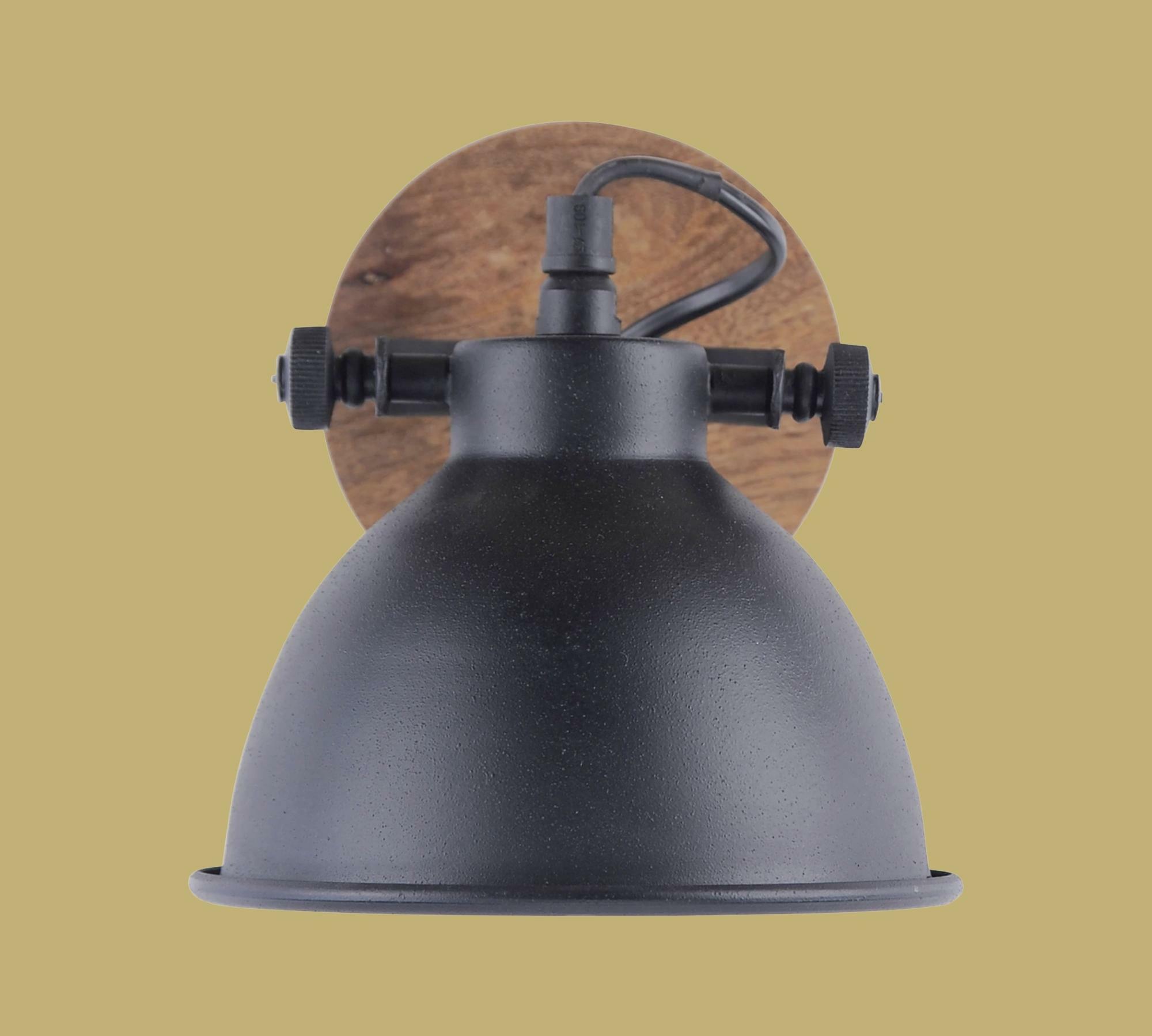 1-light wall lamp wood metal black 2