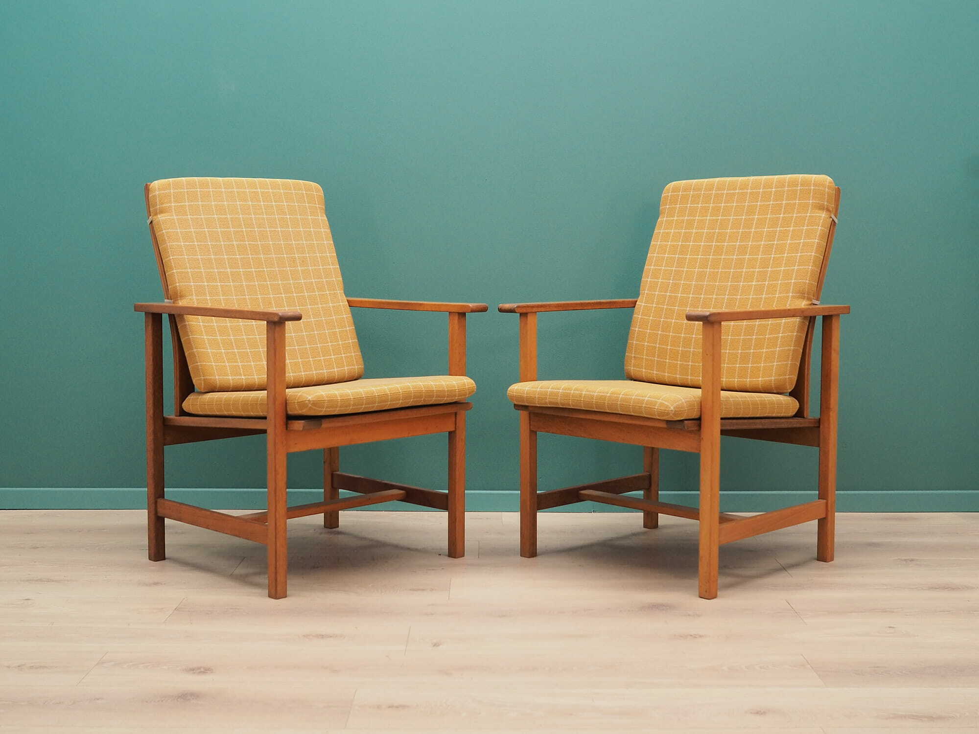 Armchair Teak wood Textile Yellow 1970s 1