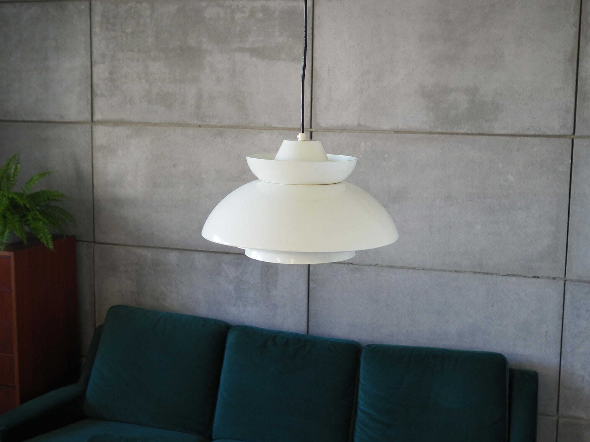 Vintage pendant lamp metal white 1970s 1