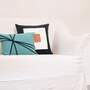 Embroidered cotton pillow with feather filling Turquoise Navy 2
