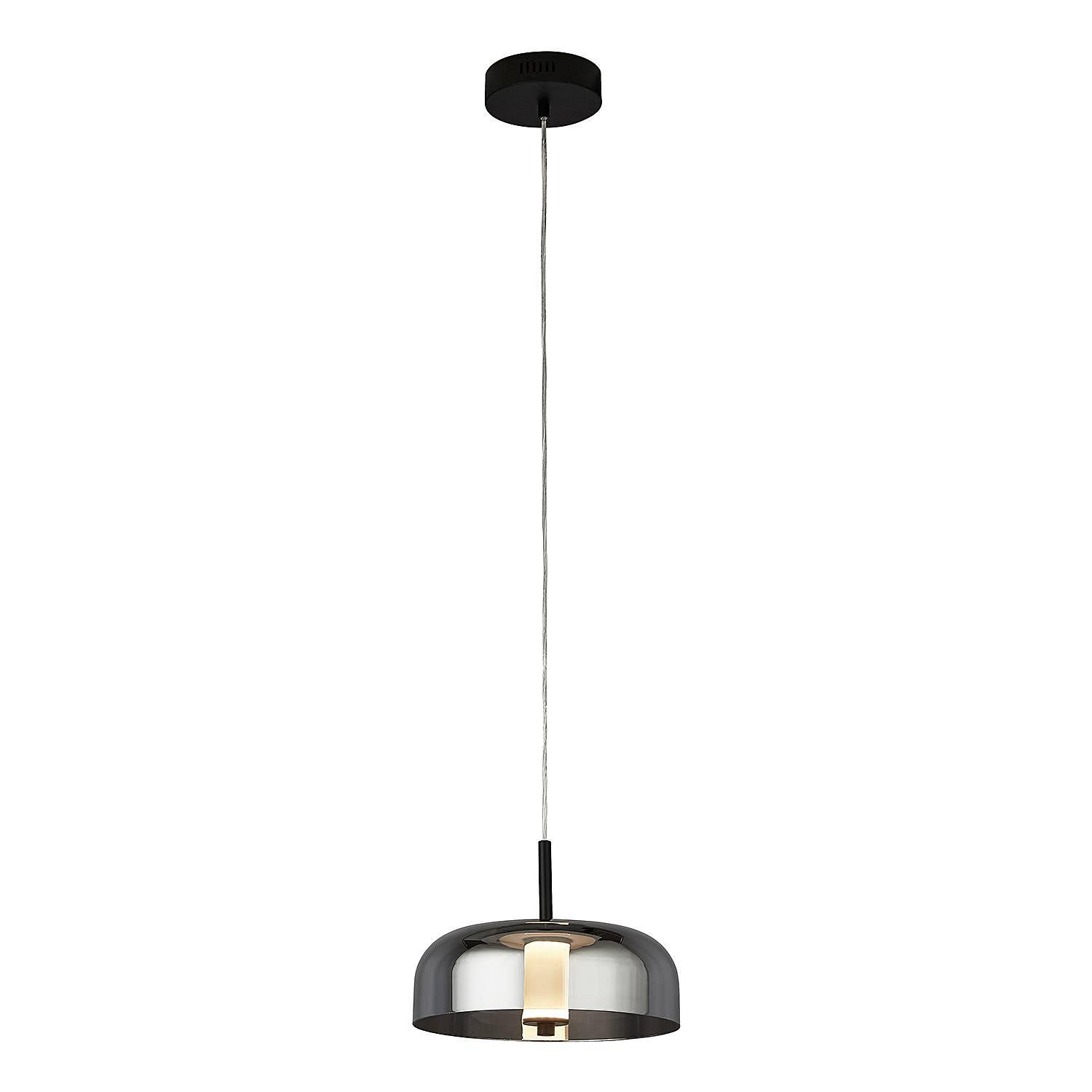 LED pendant light Frisbee Steel Smoked Glass Black 1