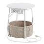 Beistelltisch Ponoka mit Steckdose Weiß Beige 0