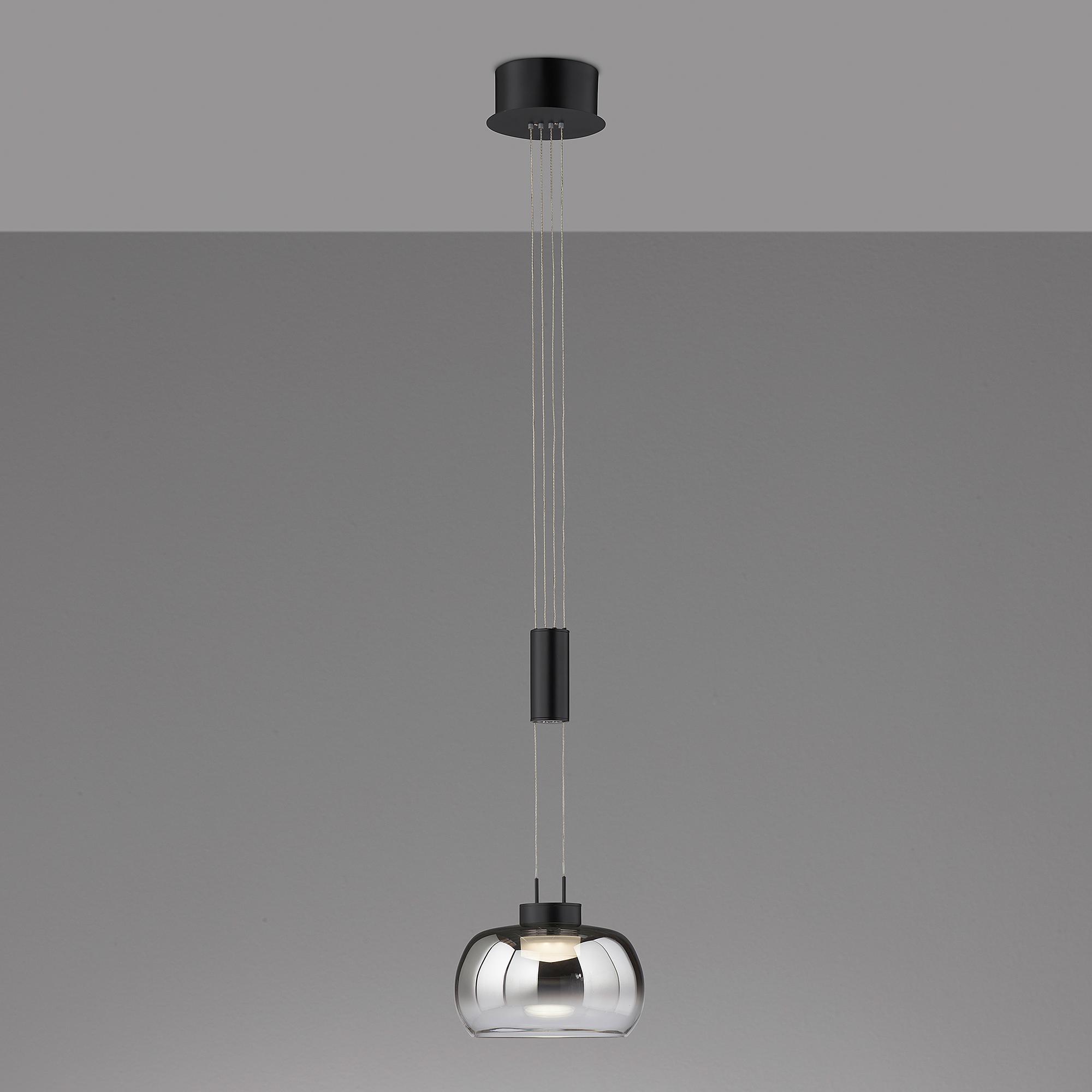 LED-Pendelleuchte Arosa Rauchglas Schwarz 0