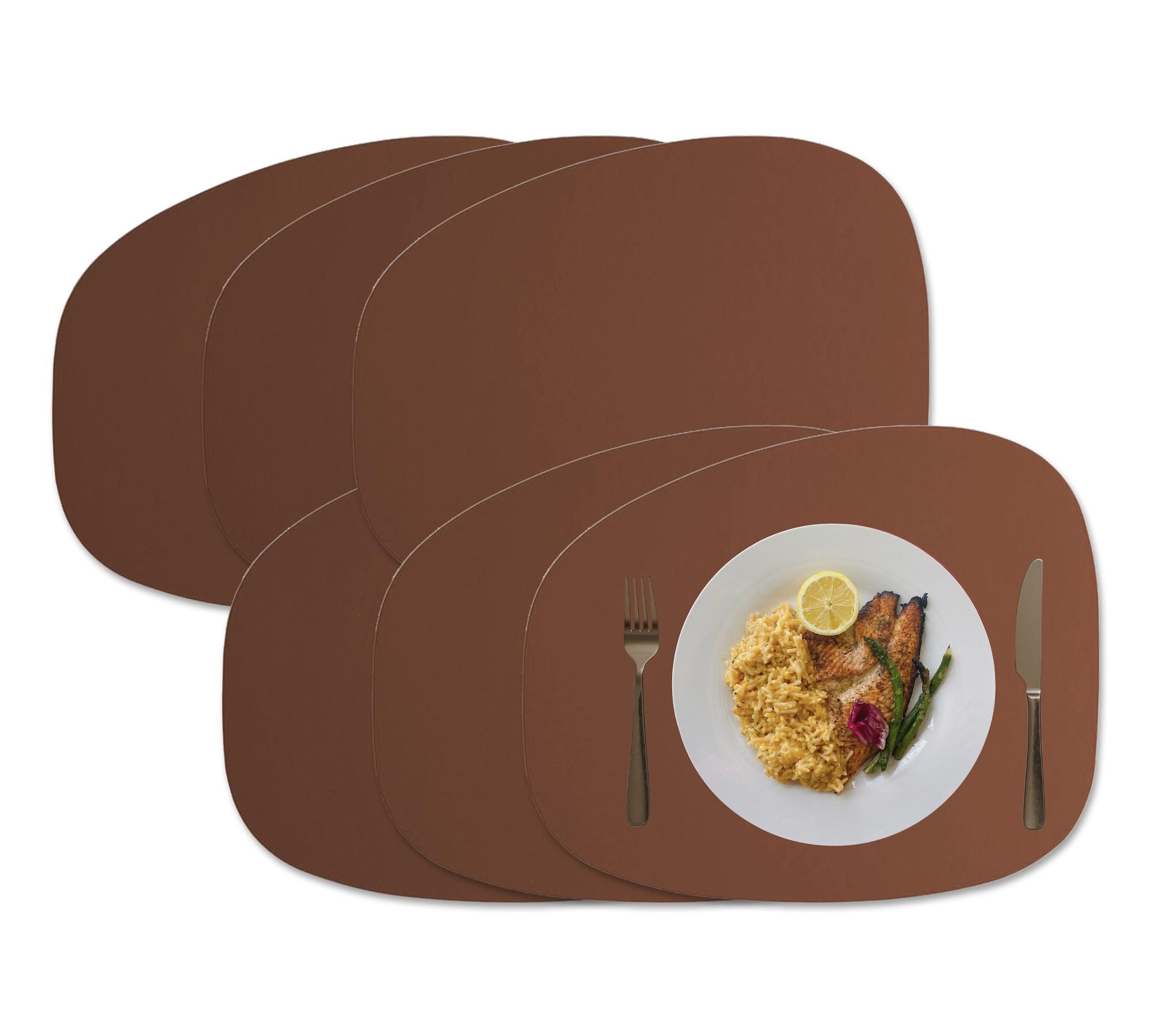 6x Stone Tischset 100% Recyceltes Leder Kakao 0