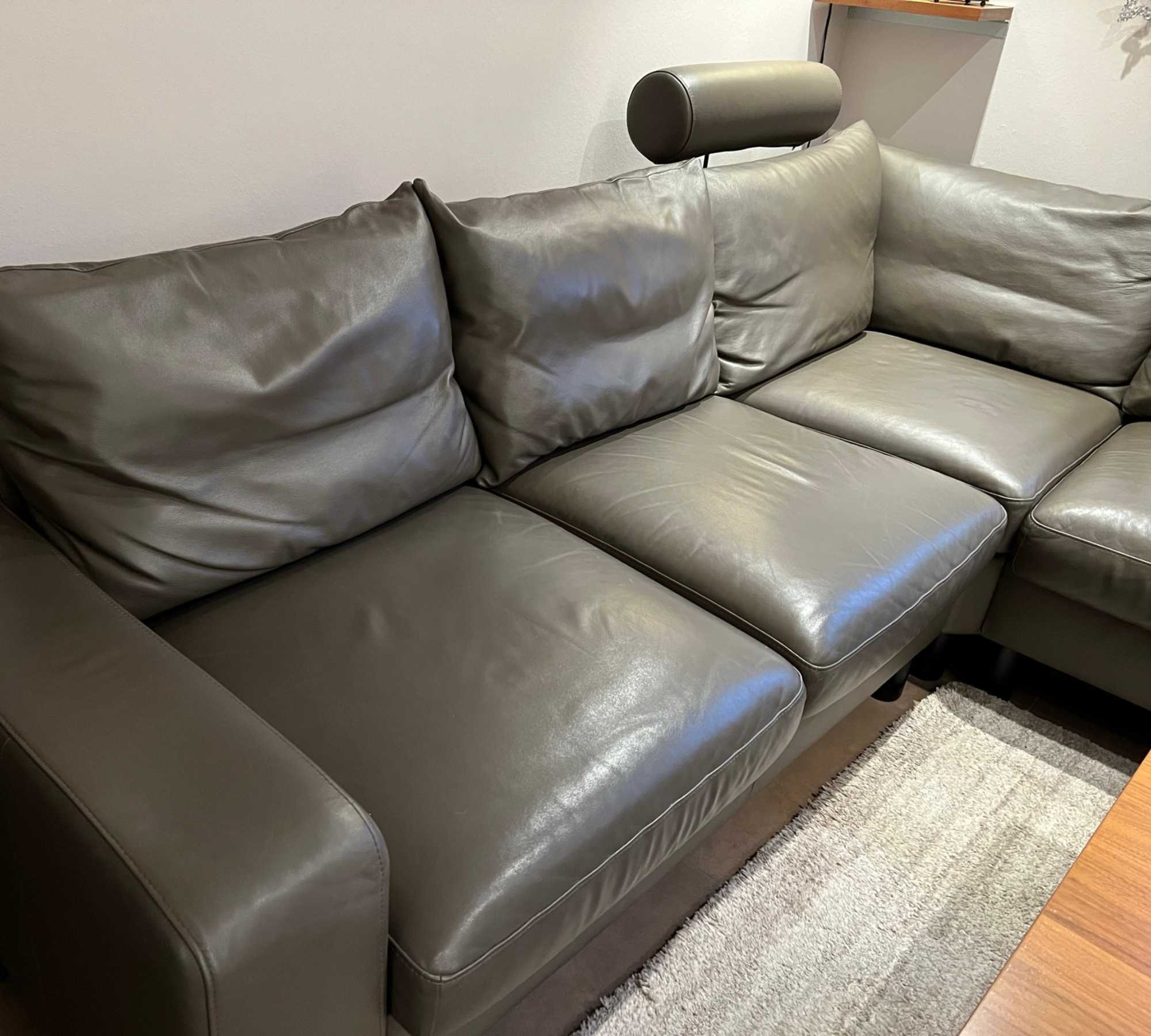 Ecksofa Leder Braun Khaki  5