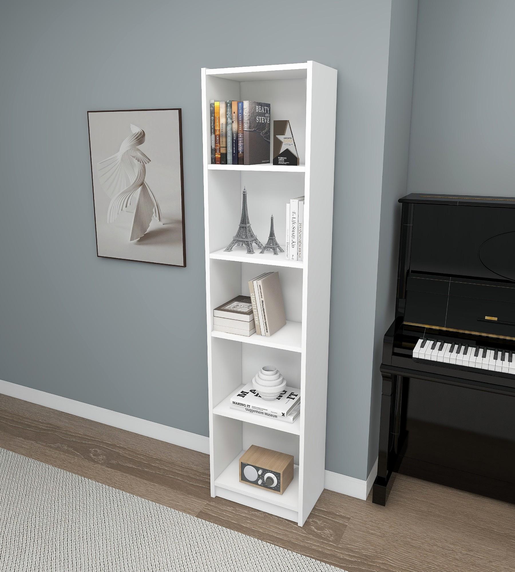 Fulya Bücherregal Holzfurnier Weiß 2