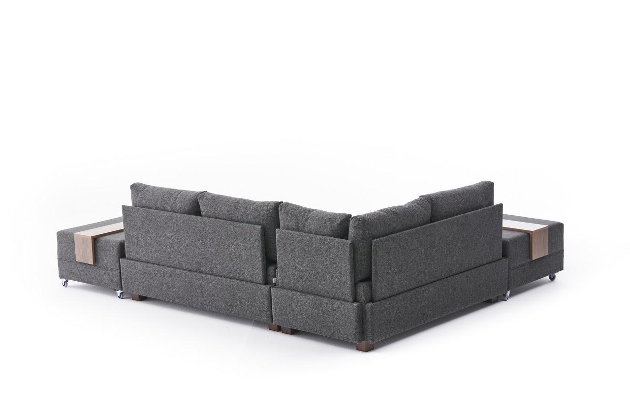 Fly Ecksofa Links mit 2 Hockern Anthrazit 7