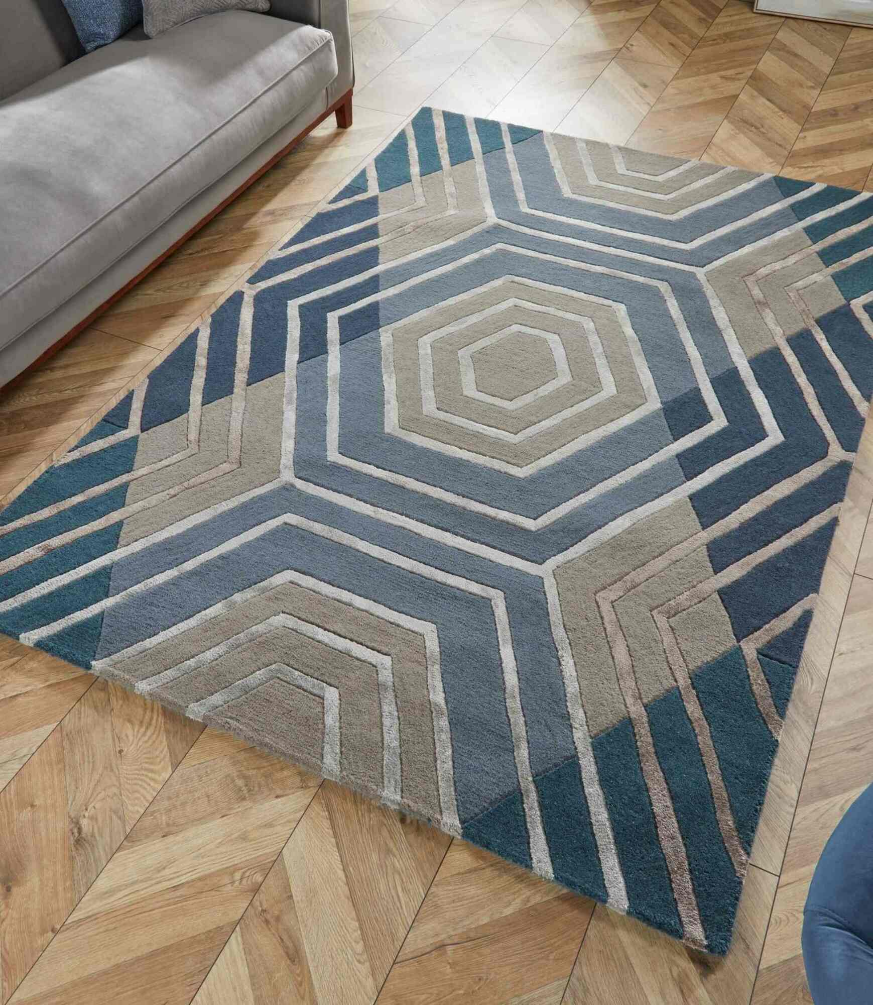 Wollmischteppich Architect Harlow Blau 160x230 0