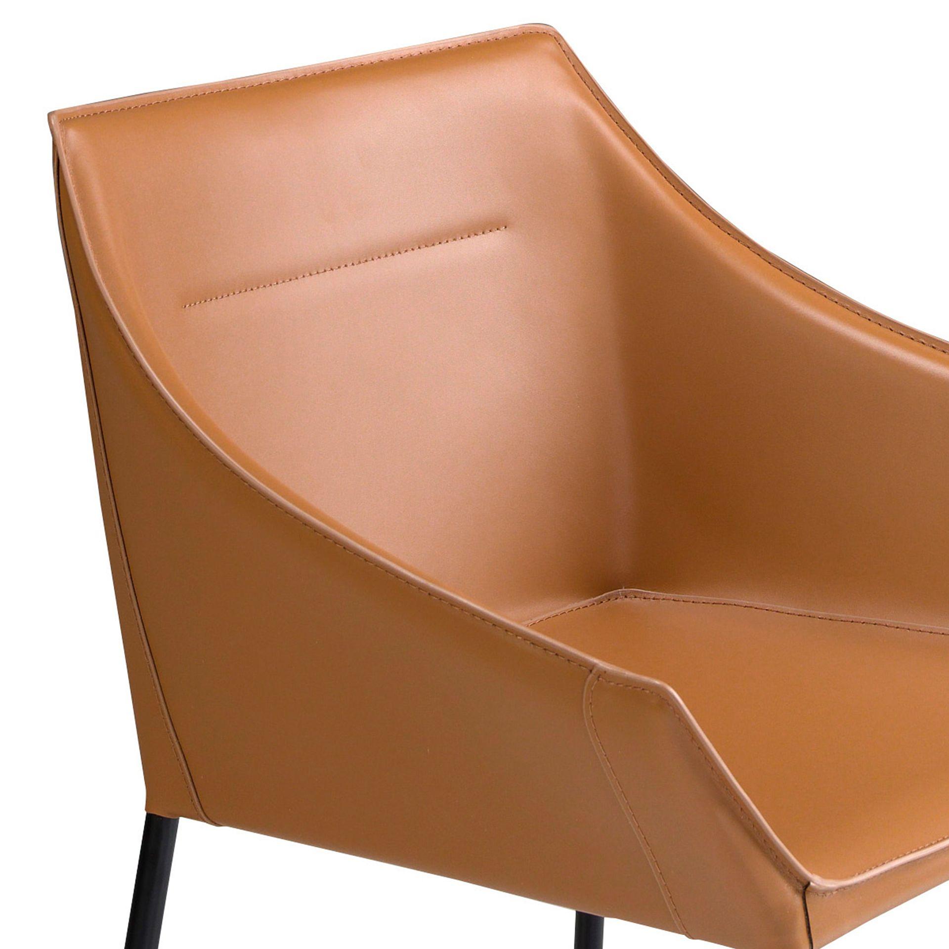 Dining chair synthetic leather brown 4