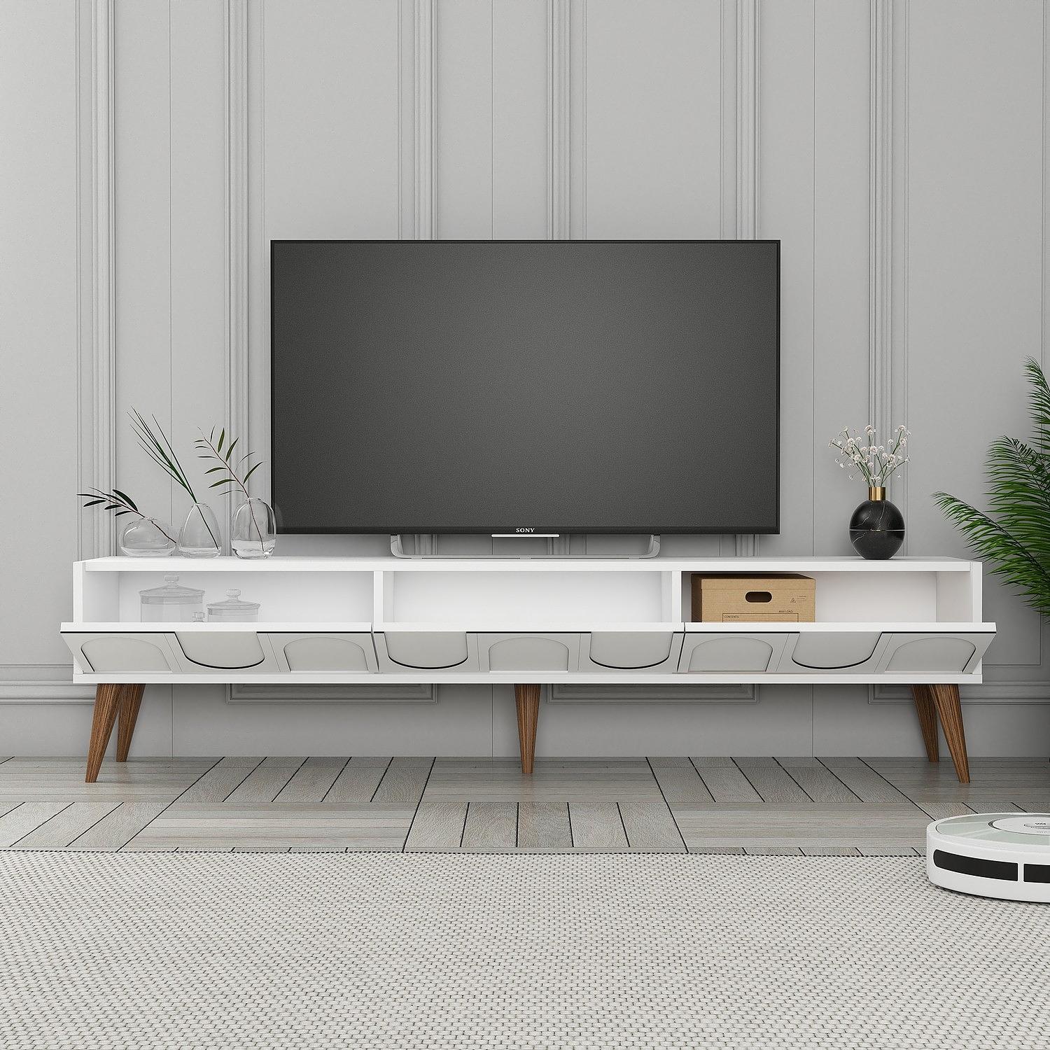 Lyon 44 TV cabinet Wood veneer White 2