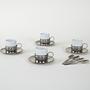 Espressotassen-Set Porcelain Silver White 1980s 2