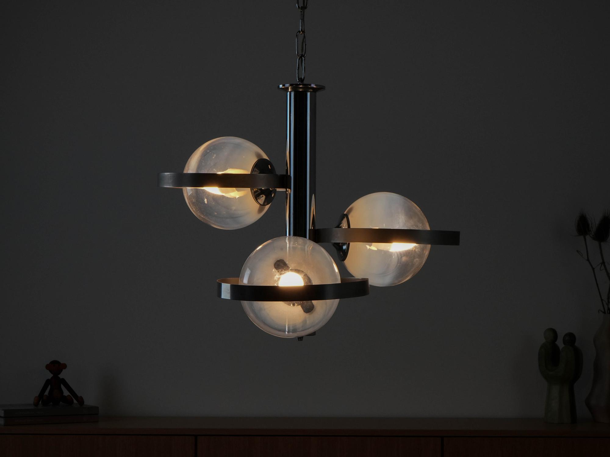 Space Age pendant lamp metal white 1970s 13