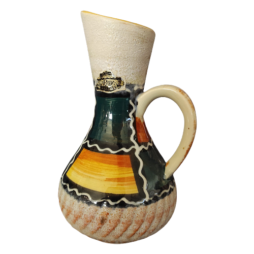 Vintage Keramikvase Beige Braun 0