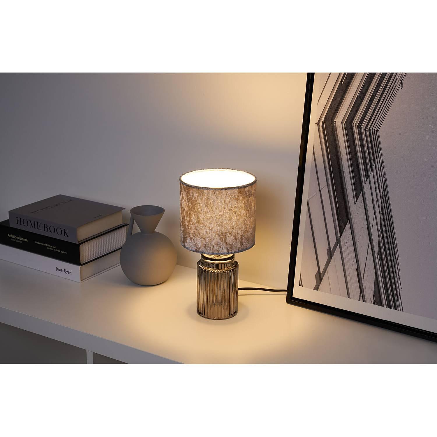 Classy Velvet Tischleuchte Mischgewebe Klarglas 1-flammig 1