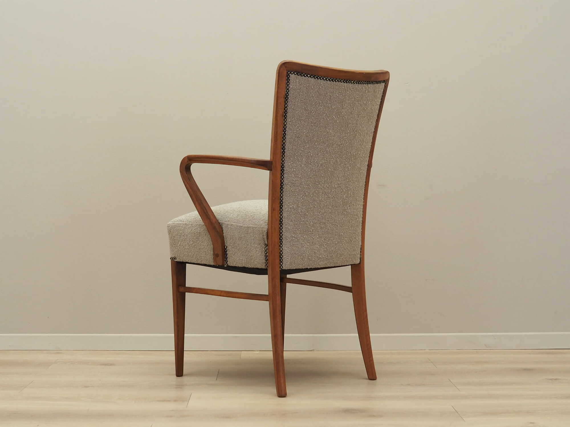 Vintage Chair Walnut Wood Textile Gray 1970s 4