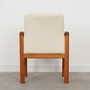 Vintage Chair Teak Wood Textile White 1970s 4