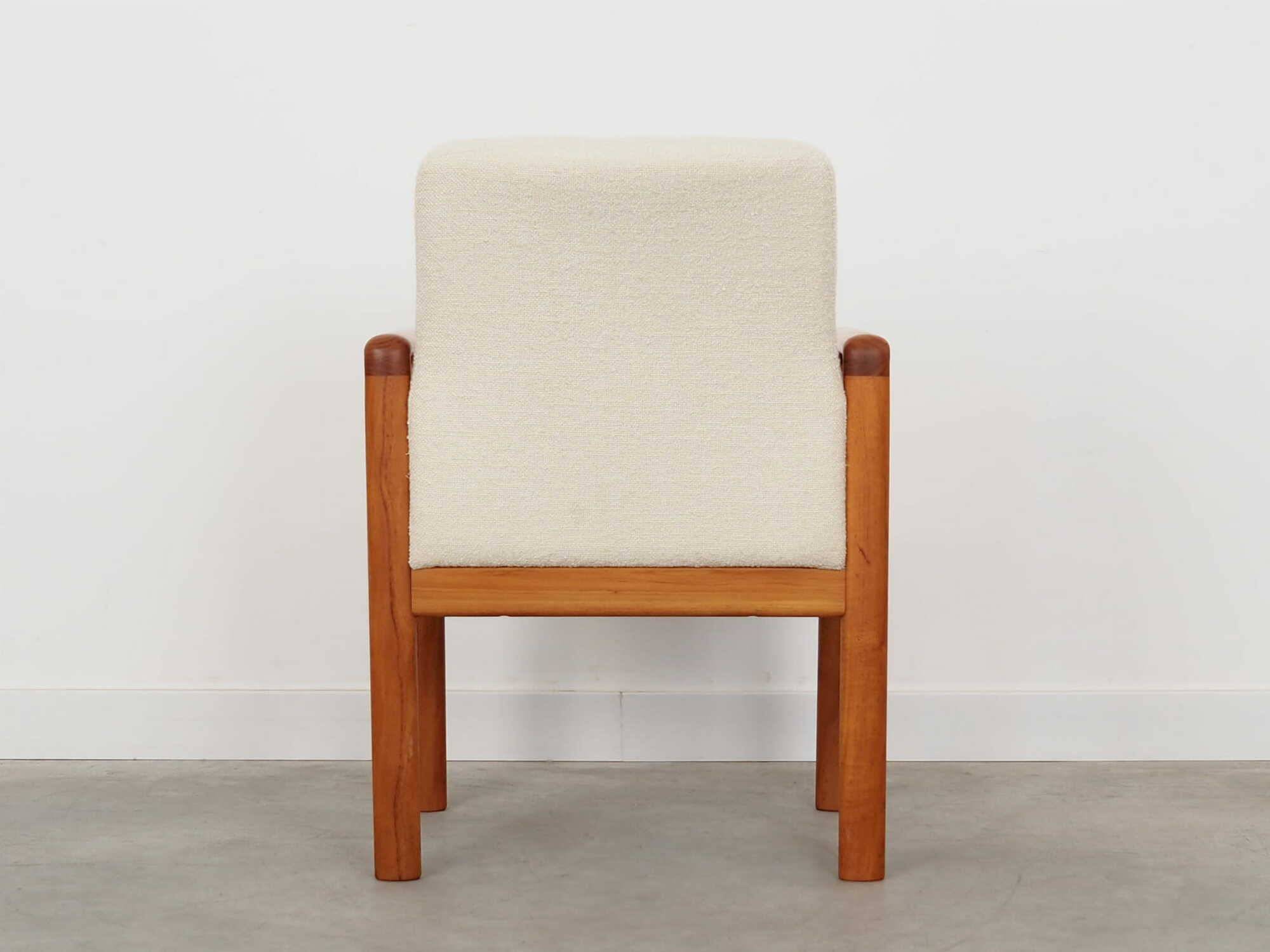 Vintage Stuhl Teakholz Textil Weiß 1970er Jahre  4