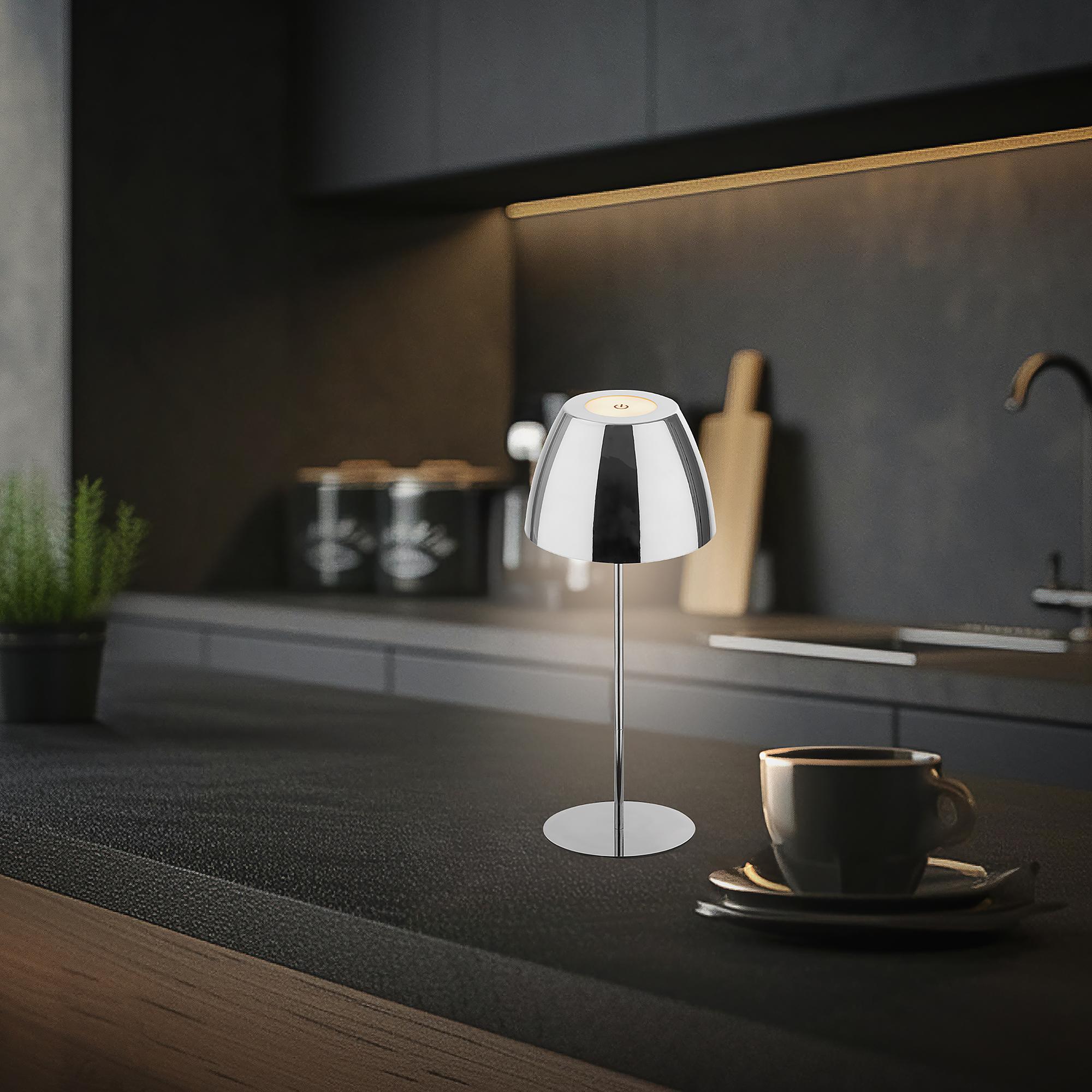 Serina LED Akku Tischleuchte Chrom 2