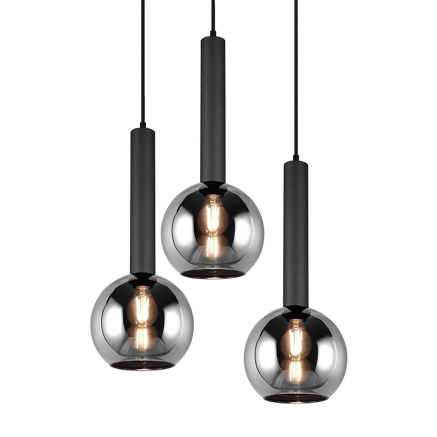 Clayton Pendelleuchte Rauchglas Eisen 3-flammig 0