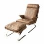 Vintage Reinhold Adolf Sessel & Hocker Leder Stahl Braun 0