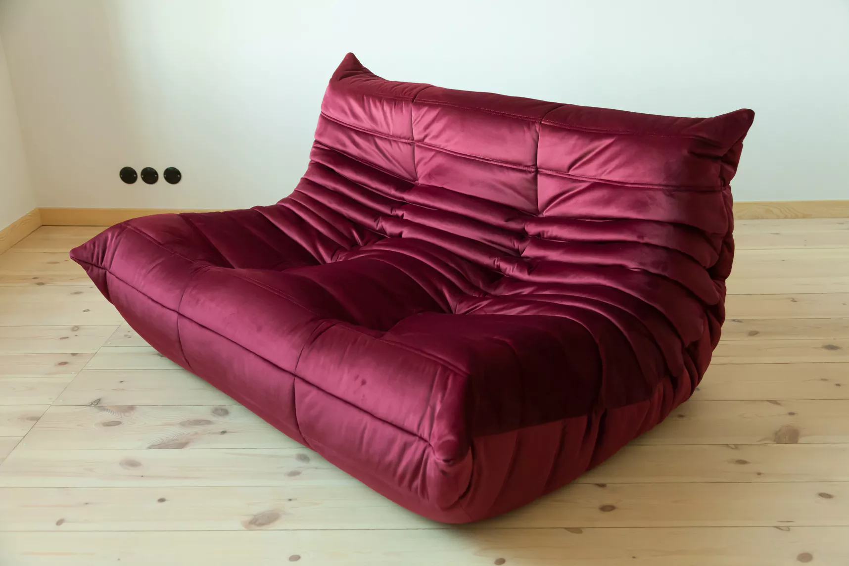 Set Lounge Togo 3 pezzi Velluto Rosso Borgogna 5