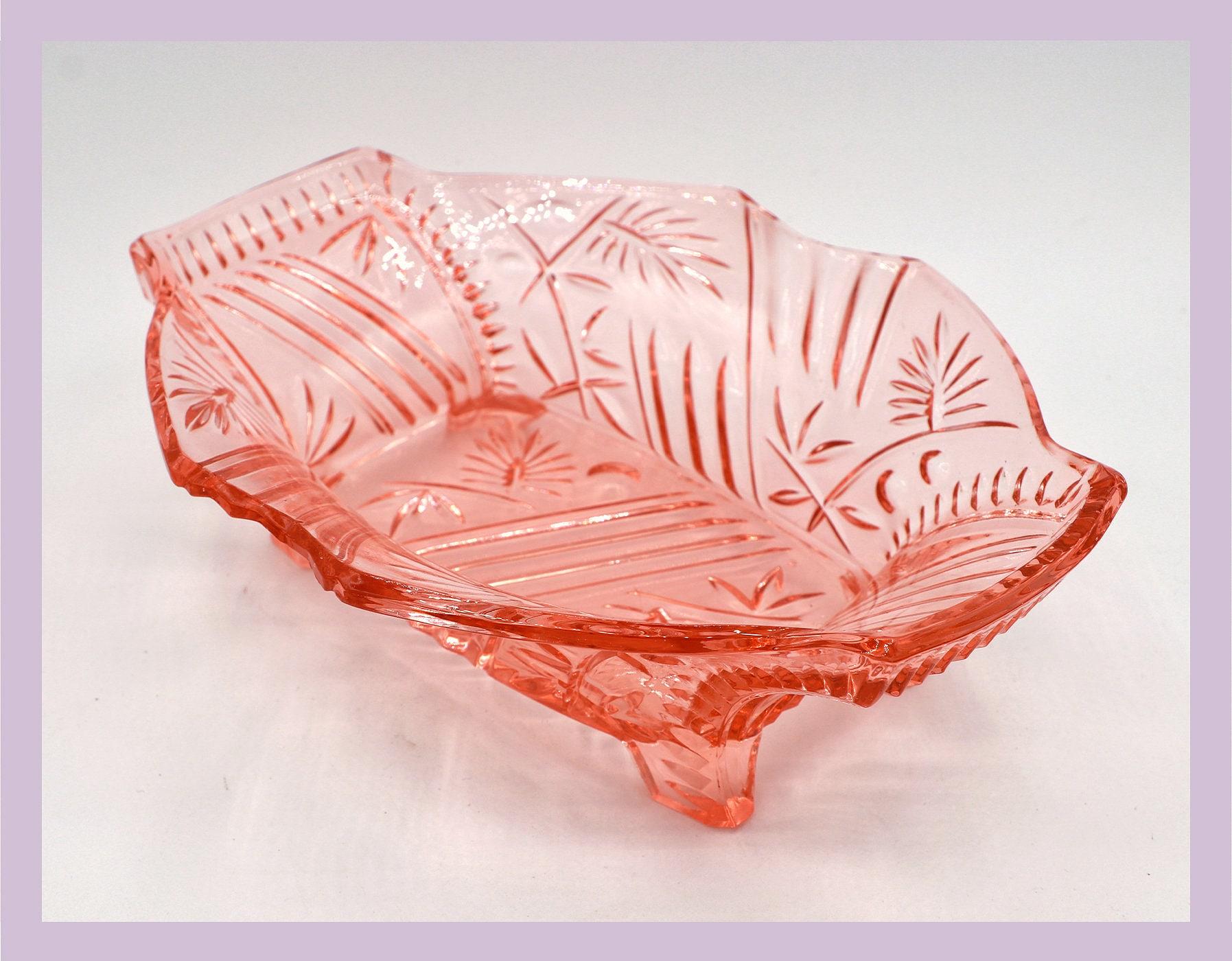 Vintage Rosalin Glass Footed Bowl 1930s 4