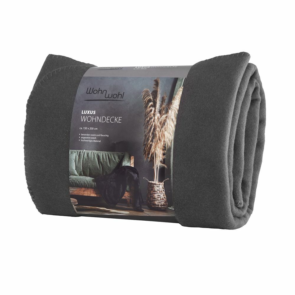 Wohndecke aus Visco Fleece Anthrazit 4
