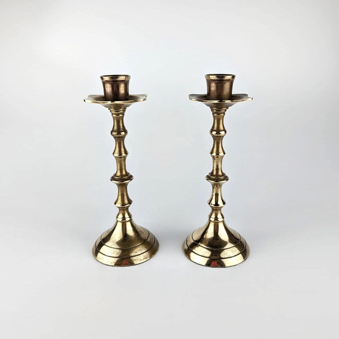 2x Vintage Kerzenständer Metall Messing Gold 1
