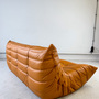 Togo Sofa 3-Sitzer Hochglanzleder Cognac Hell 3